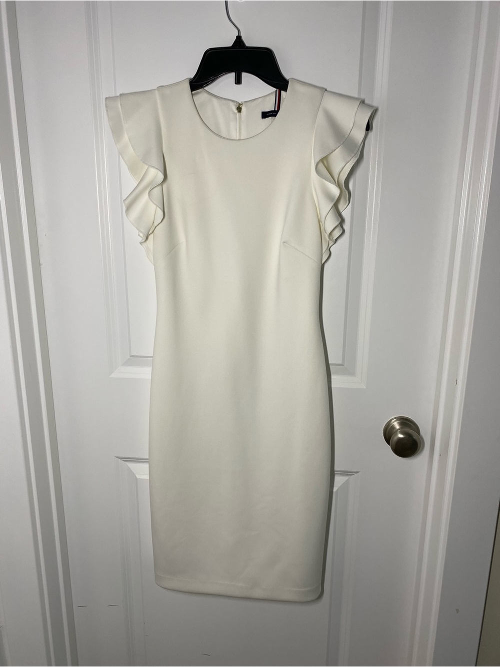 Tommy Hilfiger Cream Ruffle Sleeve Midi Dress